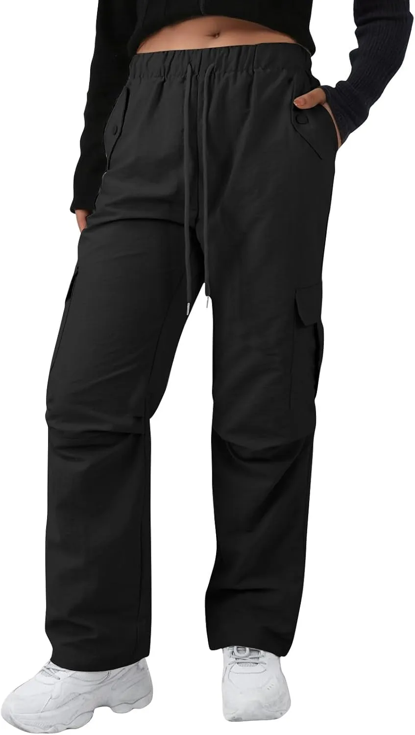 Women's Casual Waist Drawstring Pocket Work Dressy Loose Fit Fashion Pants