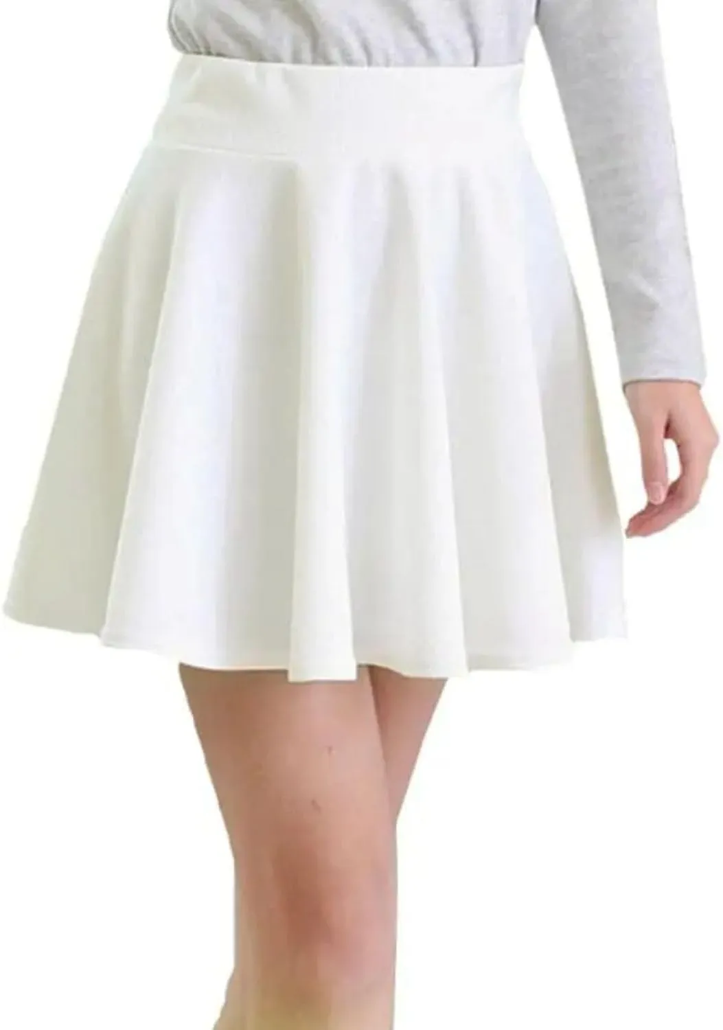 Womens Classical Mini Skater Skirt Basic Versatile Stretchy Flared Casual Black Short Skirts