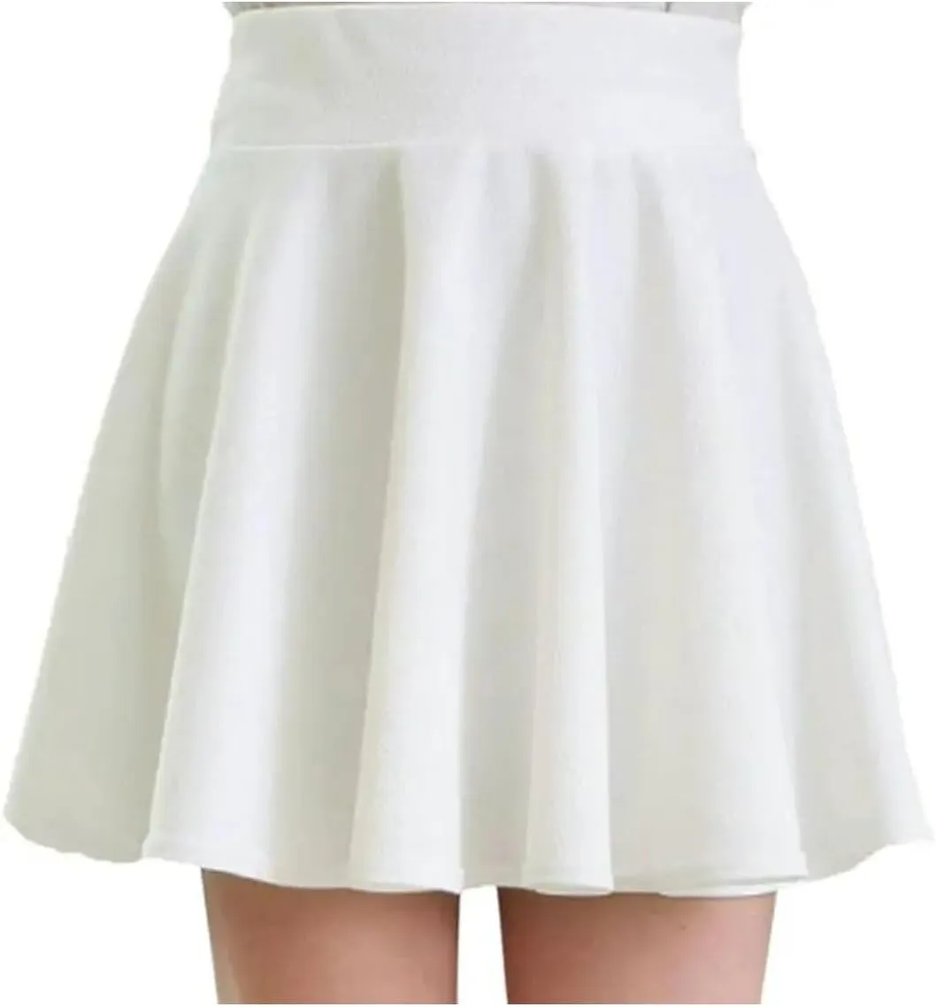 Womens Classical Mini Skater Skirt Basic Versatile Stretchy Flared Casual Black Short Skirts