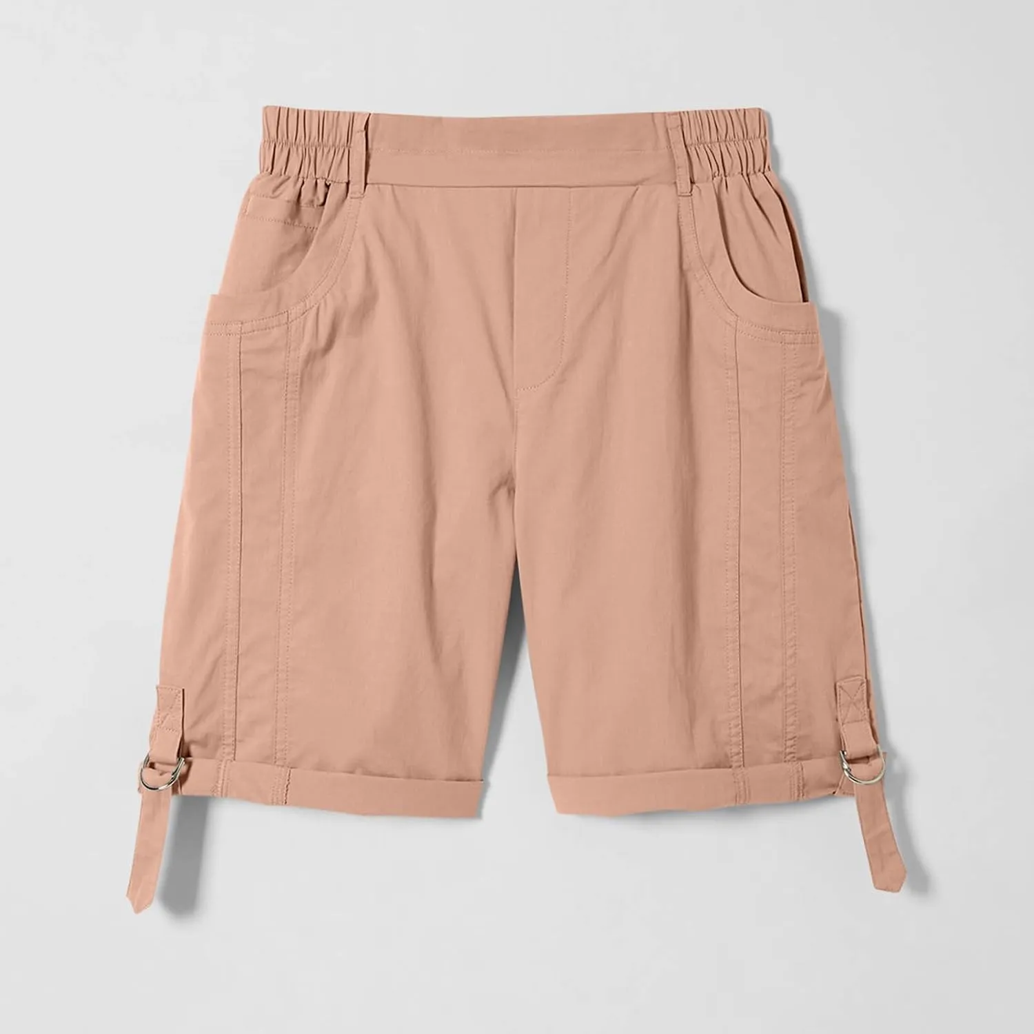 Women's Hiking Cargo Shorts with Pockets Quick Dry Lightweight Elastic High Waist Shorts Cuffed Hem Casual Summer Pant