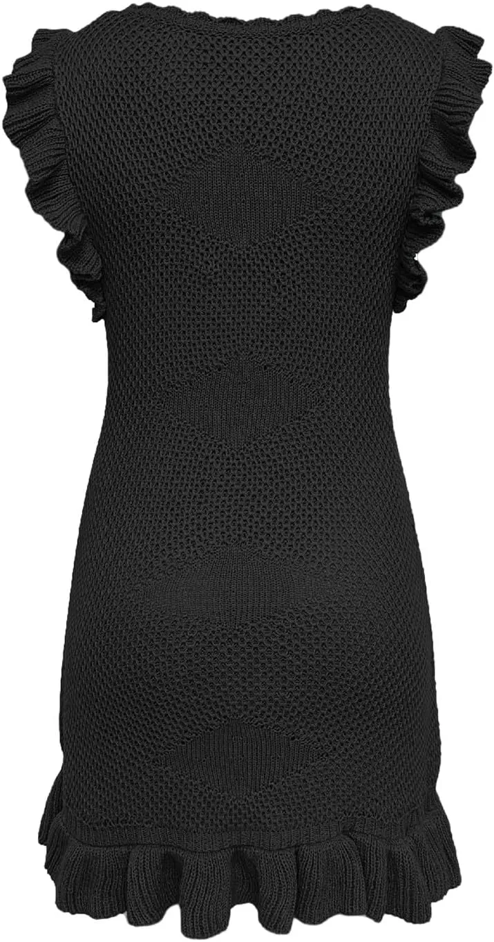 Women's New Years Eve Dress Knit Spring Summer Sexy Cut-Out Sleeveless Waist Fitting Solid Color Dress, S-XL
