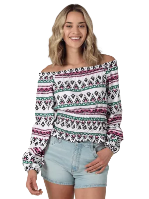 Wrangler Women's Off The Shoulder Smocked Top